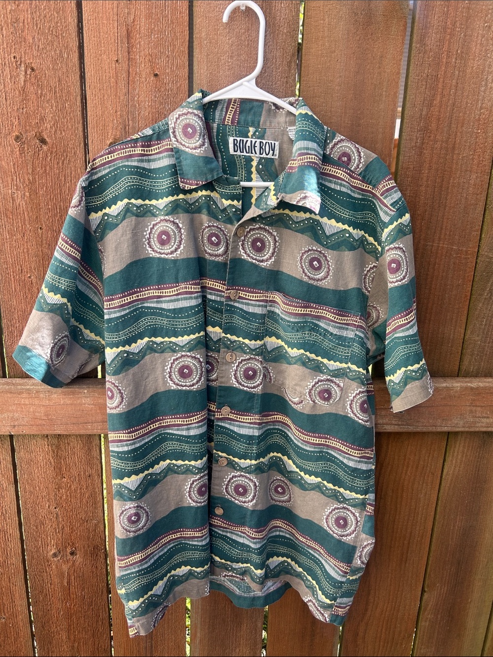 Y2K Bugle Boy Abstract Print Button Down Top Size Large